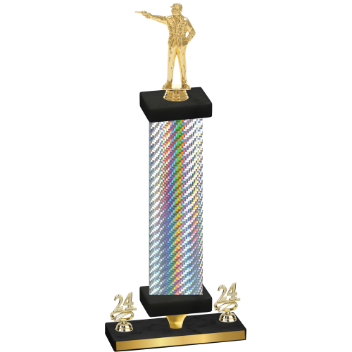 Premium Single Silver Carbon Fiber Year Shooter Trophy