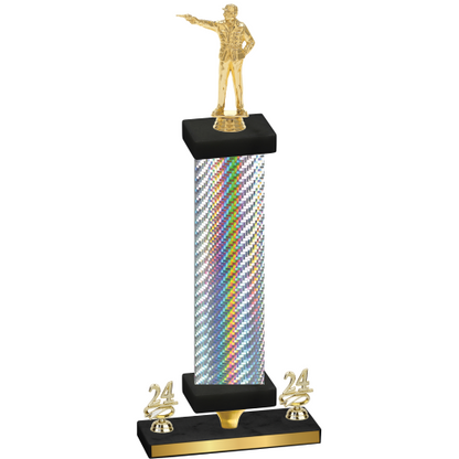 Premium Single Silver Carbon Fiber Year Shooter Trophy