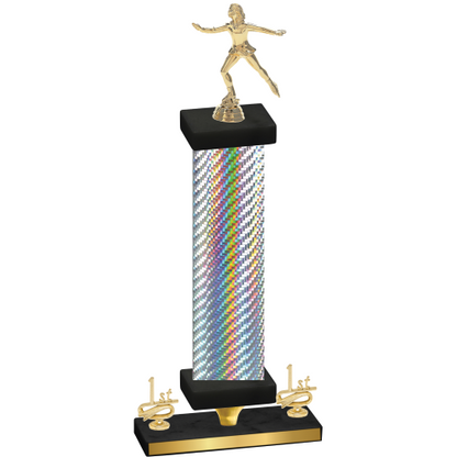 Premium Single Silver Carbon Fiber First Place Skater Trophy