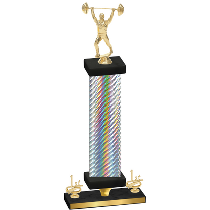 Premium Single Silver Carbon Fiber First Place Weights Trophy