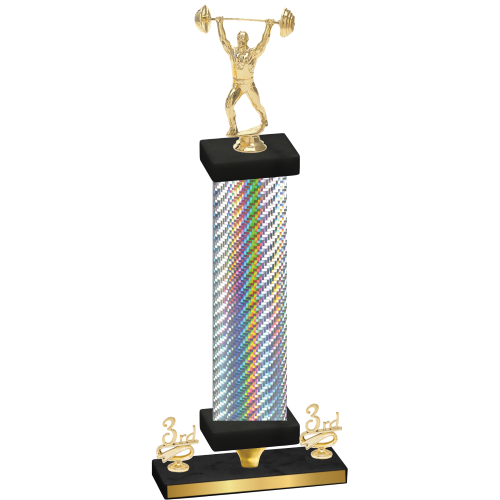 Premium Single Silver Carbon Fiber Third Place Weights Trophy