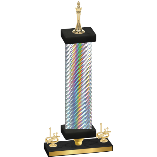 Premium Single Silver Carbon Fiber First Place Chess Trophy