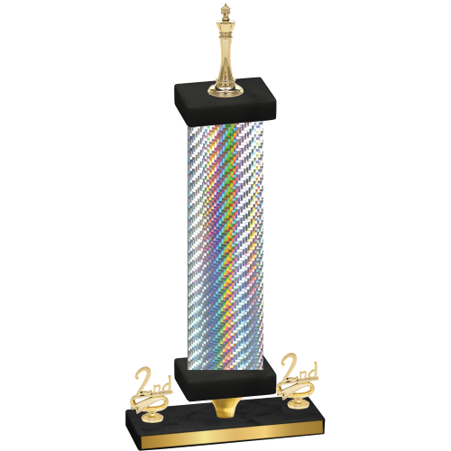 Premium Single Silver Carbon Fiber Second Place Chess Trophy