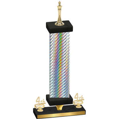 Premium Single Silver Carbon Fiber Fourth Place Chess Trophy