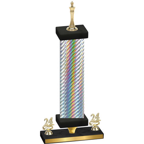 Premium Single Silver Carbon Fiber Year Chess Trophy