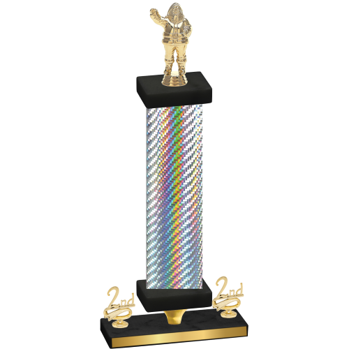 Premium Single Silver Carbon Fiber Second Place Holiday Trophy