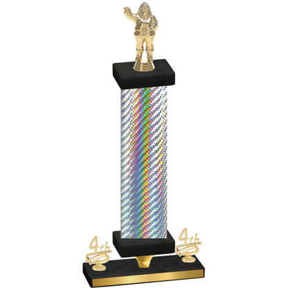 Premium Single Silver Carbon Fiber Fourth Place Holiday Trophy