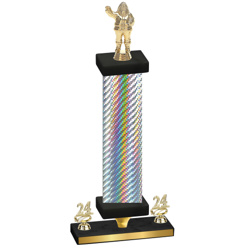 Premium Single Silver Carbon Fiber Year Holiday Trophy