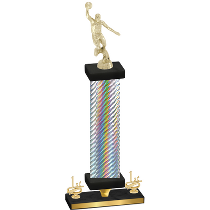 Premium Single Silver Carbon Fiber First Place Basketball Trophy