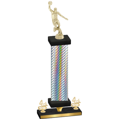 Premium Single Silver Carbon Fiber Fourth Place Basketball Trophy