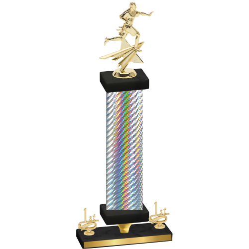 Premium Single Silver Carbon Fiber First Place Flag Football Trophy