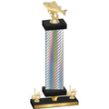 Premium Single Silver Carbon Fiber First Place Fishing Trophy