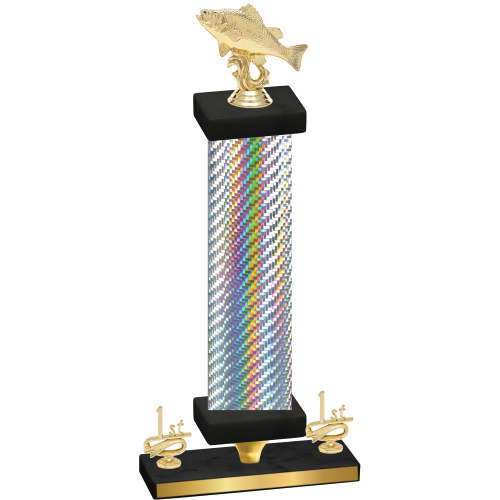 Premium Single Silver Carbon Fiber First Place Fishing Trophy