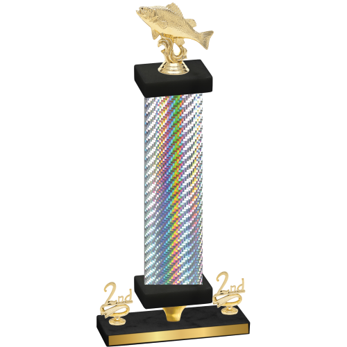 Premium Single Silver Carbon Fiber Second Place Fishing Trophy