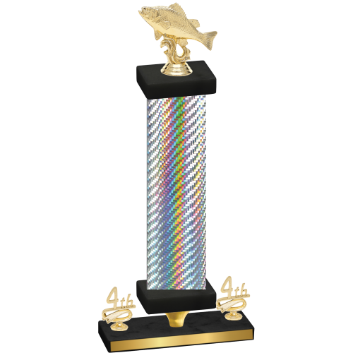 Premium Single Silver Carbon Fiber Fourth Place Fishing Trophy