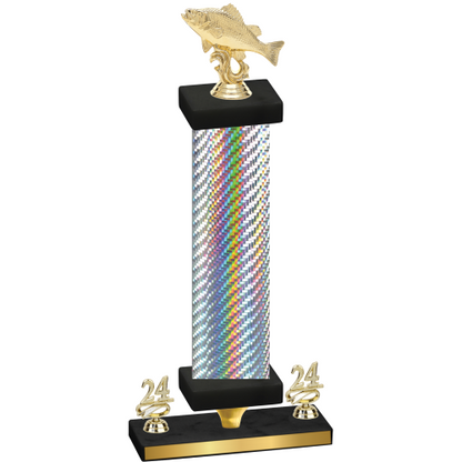 Premium Single Silver Carbon Fiber Year Fishing Trophy