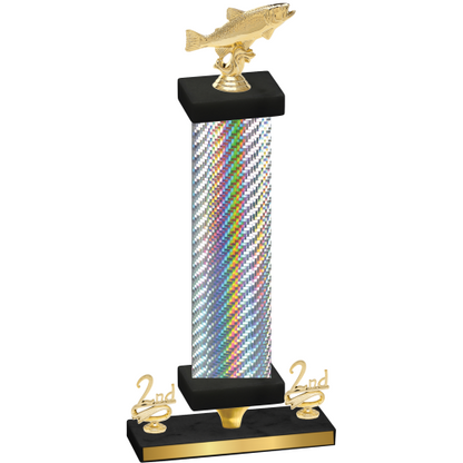 Premium Single Silver Carbon Fiber Second Place Fishing Trophy