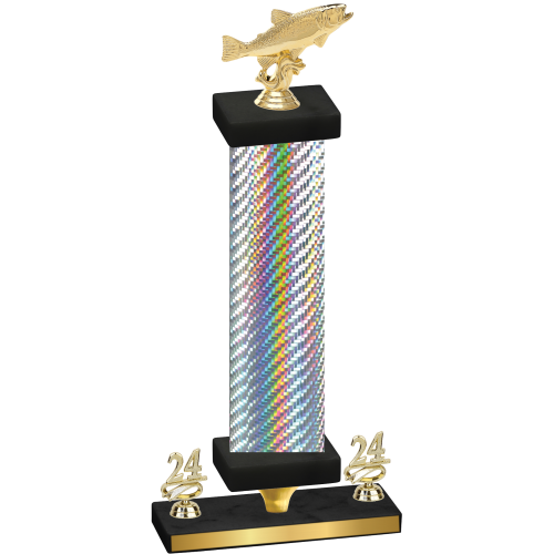 Premium Single Silver Carbon Fiber Year Fishing Trophy