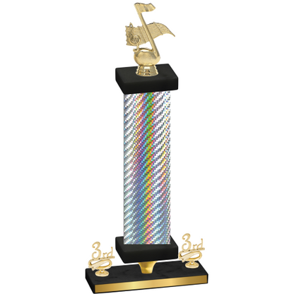 Premium Single Silver Carbon Fiber Third Place Music Trophy