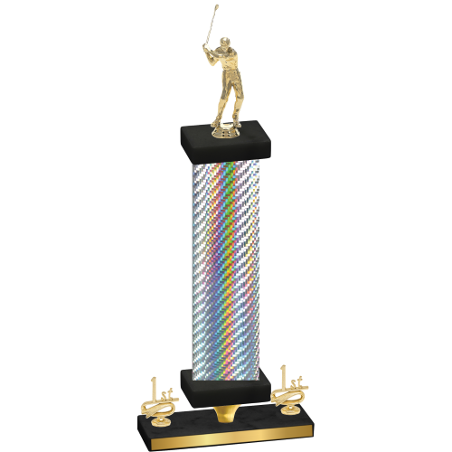 Premium Single Silver Carbon Fiber First Place Golf Trophy