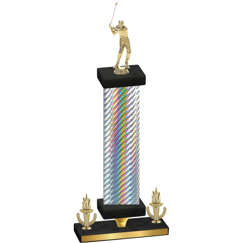 Premium Single Silver Carbon Fiber Victory Golf Trophy