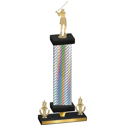 Premium Single Silver Carbon Fiber Victory Golf Trophy