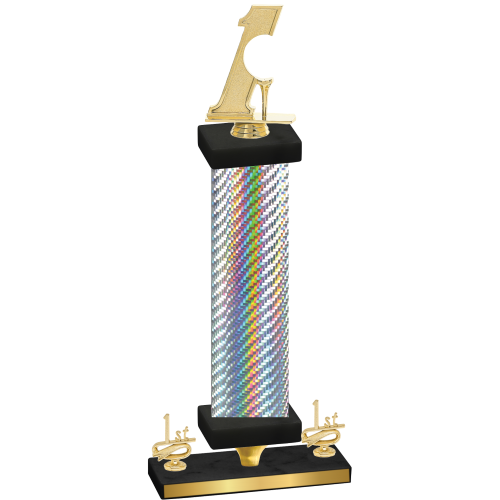 Premium Single Silver Carbon Fiber First Place Golf Trophy