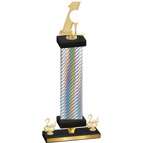 Premium Single Silver Carbon Fiber Second Place Golf Trophy