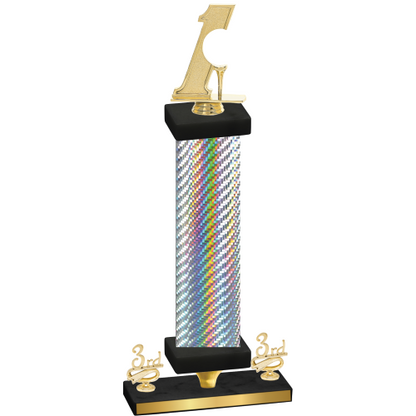 Premium Single Silver Carbon Fiber Third Place Golf Trophy