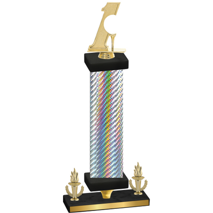 Premium Single Silver Carbon Fiber Victory Golf Trophy