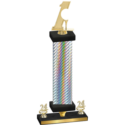 Premium Single Silver Carbon Fiber Year Golf Trophy