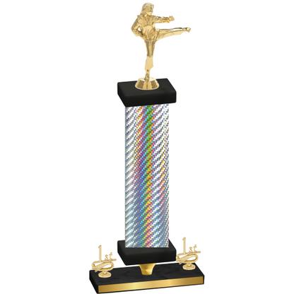 Premium Single Silver Carbon Fiber First Place Karate Trophy