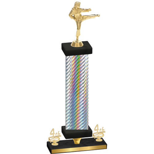 Premium Single Silver Carbon Fiber Fourth Place Karate Trophy