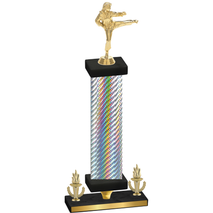 Premium Single Silver Carbon Fiber Victory Karate Trophy