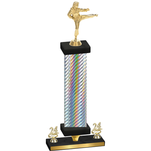 Premium Single Silver Carbon Fiber Year Karate Trophy