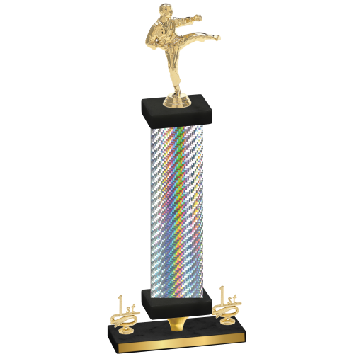 Premium Single Silver Carbon Fiber First Place Karate Trophy