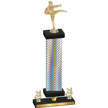 Premium Single Silver Carbon Fiber Year Karate Trophy