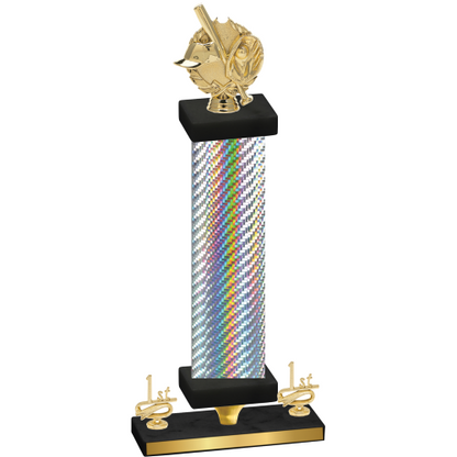 Premium Single Silver Carbon Fiber First Place Baseball Trophy