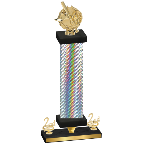 Premium Single Silver Carbon Fiber Second Place Baseball Trophy