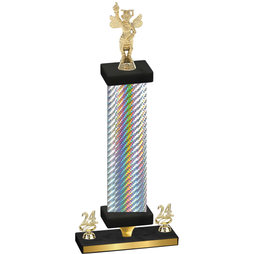 Premium Single Silver Carbon Fiber Year Academics Trophy