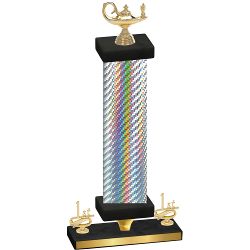 Premium Single Silver Carbon Fiber First Place Academics Trophy