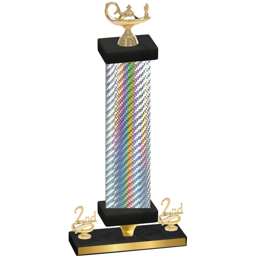 Premium Single Silver Carbon Fiber Second Place Academics Trophy