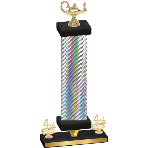 Premium Single Silver Carbon Fiber Fourth Place Academics Trophy