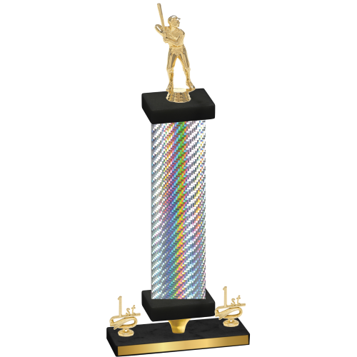 Premium Single Silver Carbon Fiber First Place Baseball Trophy