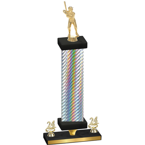 Premium Single Silver Carbon Fiber Year Baseball Trophy