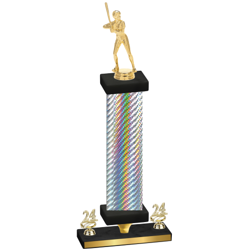 Premium Single Silver Carbon Fiber Year Softball Trophy