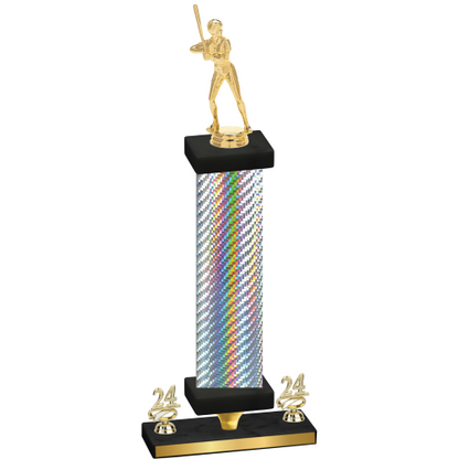 Premium Single Silver Carbon Fiber Year Softball Trophy