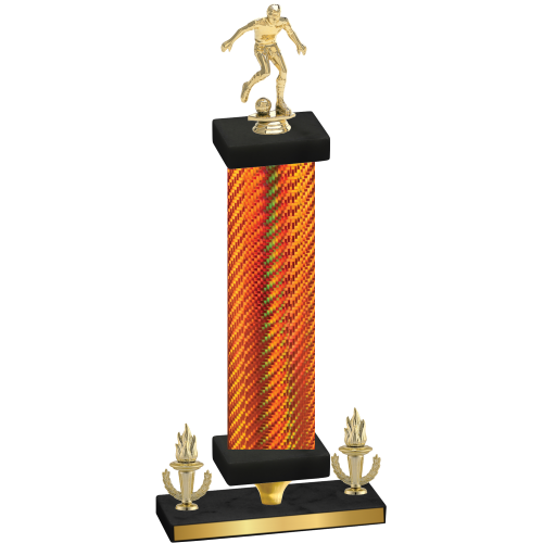 Premium Single Orange Carbon Fiber Victory Soccer Trophy