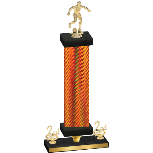 Premium Single Orange Carbon Fiber Second Place Soccer Trophy