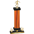 Premium Single Orange Carbon Fiber Fourth Place Soccer Trophy